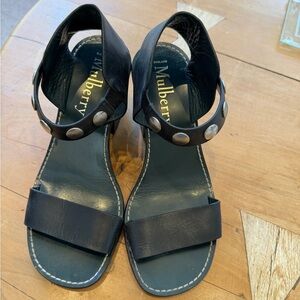 Mulberry Black Leather statement beautiful sandal.